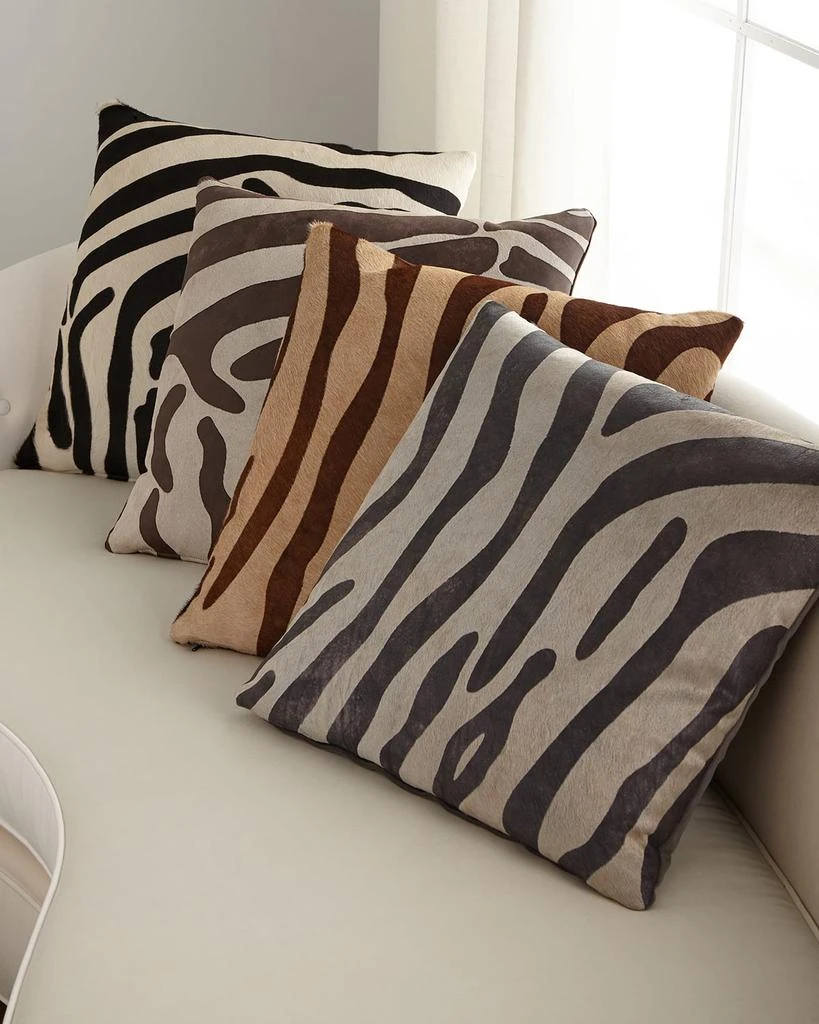 Massoud Hair Hide Zebra Pillow, 22"Sq. 1