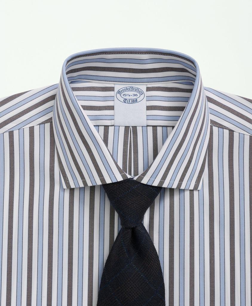 Brooks Brothers Stretch Supima® Cotton Non-Iron Pinpoint English Collar, Striped Dress Shirt