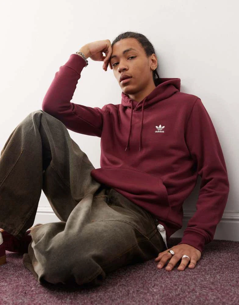 Adidas adidas Originals Trefoil Essentials Hoodie in burgundy 1