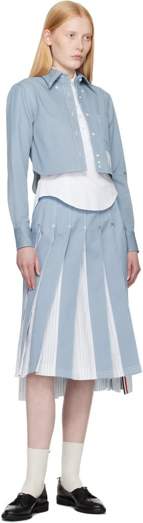 Thom Browne Blue Classic Cropped Long Sleeve Denim Shirt 4