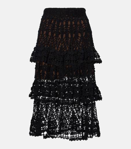 ANNA KOSTUROVA Elsie crochet cotton midi skirt