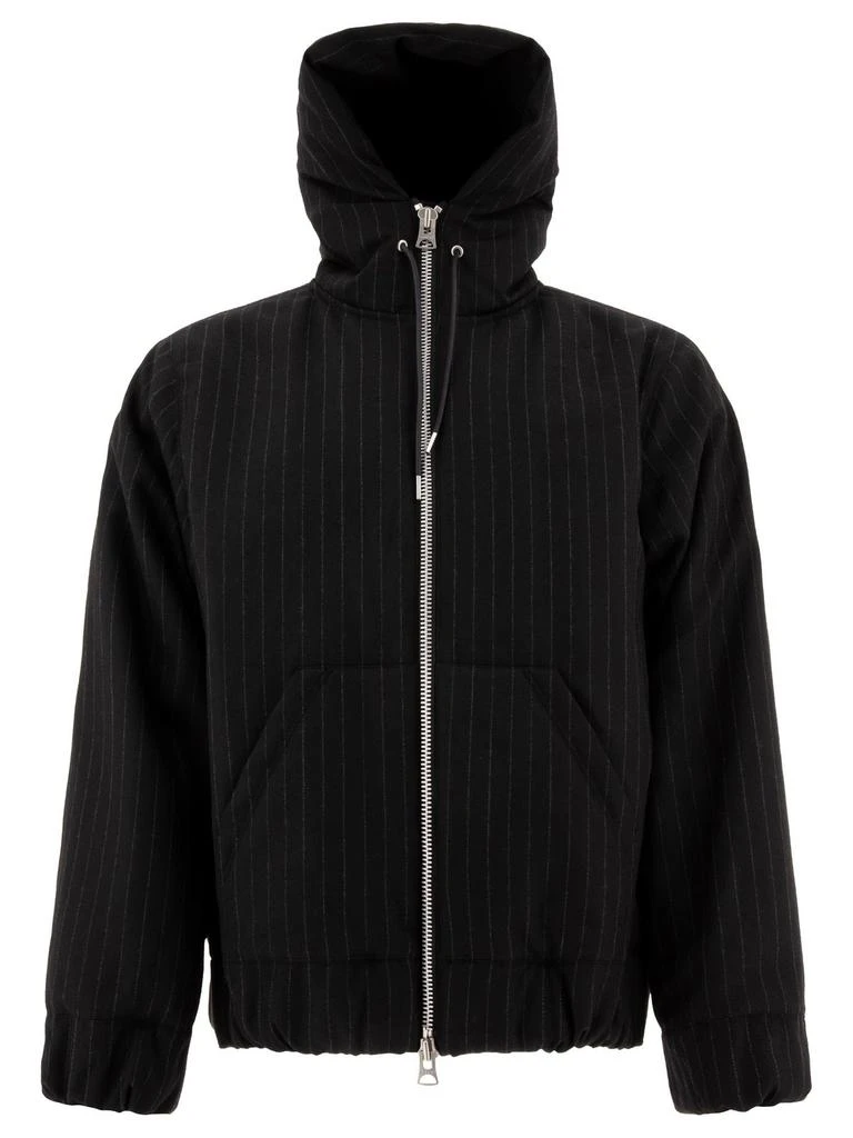 Sacai Hoodie Sacai Pinstriped Zip-Up Hooded Jacket 1