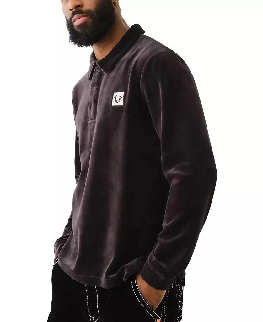 True Religion Men's Long Sleeve Velour Polo Shirt 2