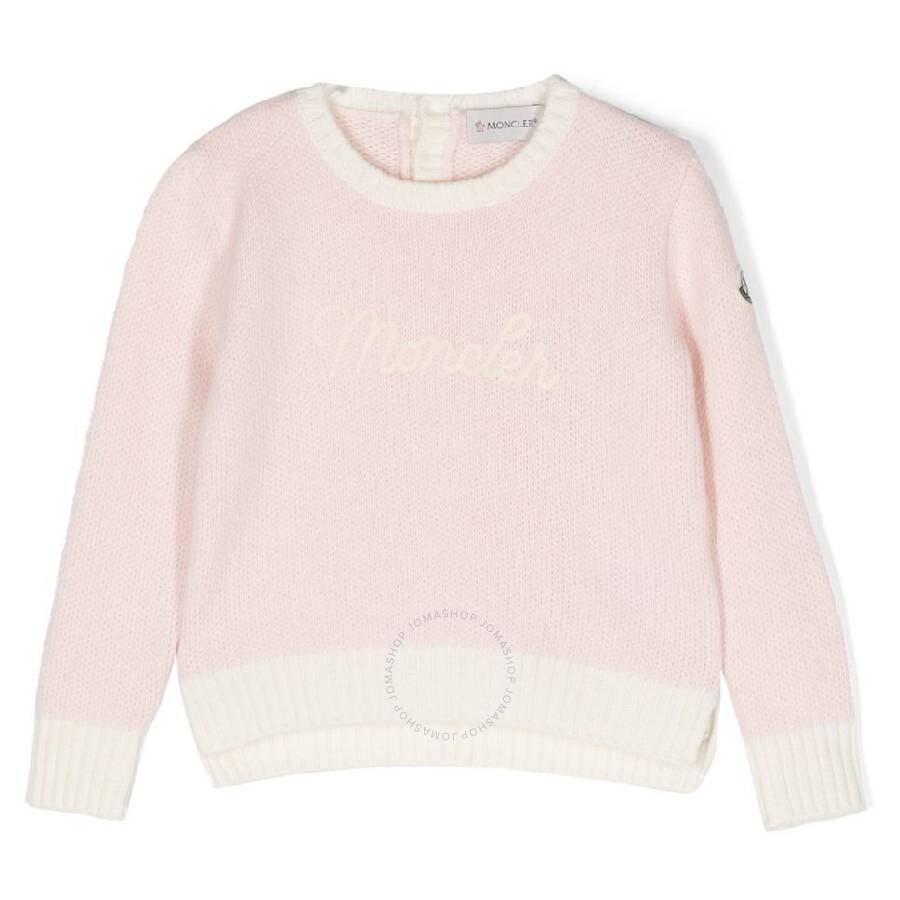 Moncler Girls Embroidered Logo Wool Sweater