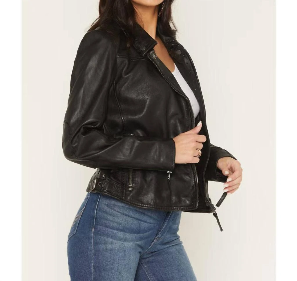 MAURITIUS Mauritius - Leather Studded Motorcycle Jacket 3