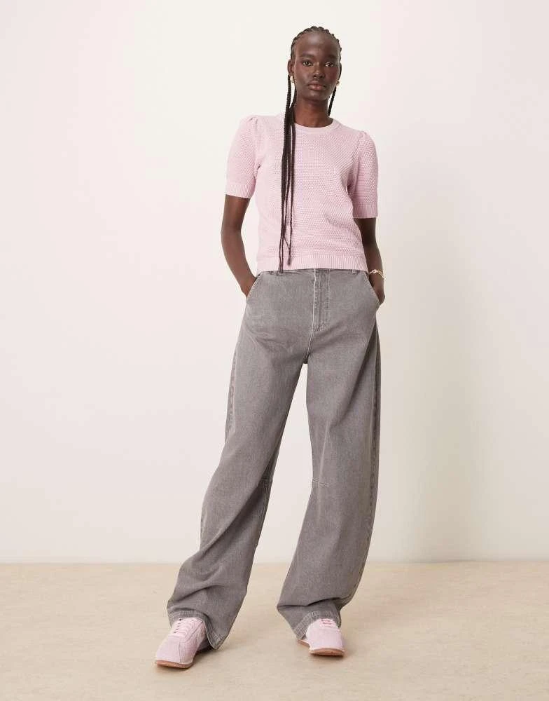 Vila Vila short sleeve textured knitted t-shirt in orchid pink 3