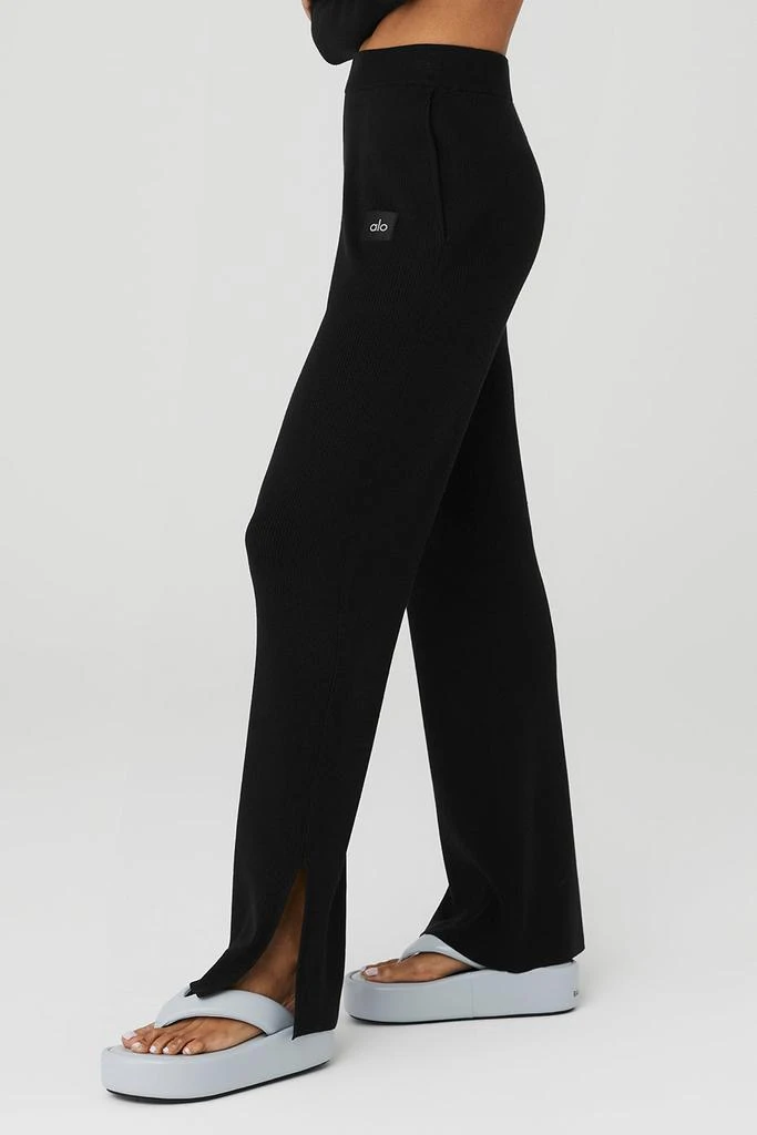 Alo Knit High-Waist Salana Wide Leg Pant - Black 3