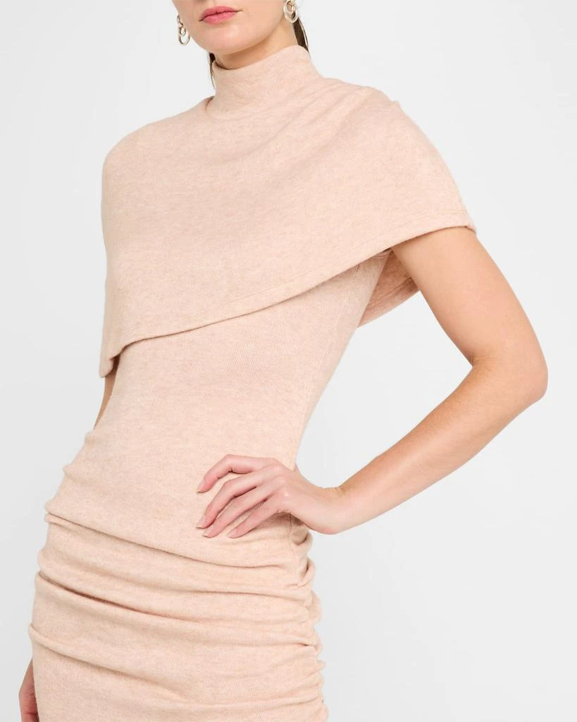 Black Halo Ruched Turtleneck Cape Knit Dress 5
