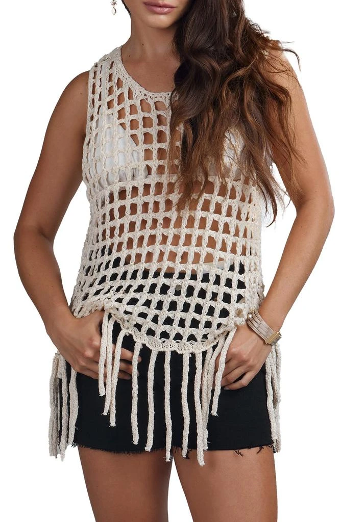 SAACHI Open Weave Fringe Cover-Up Top 1