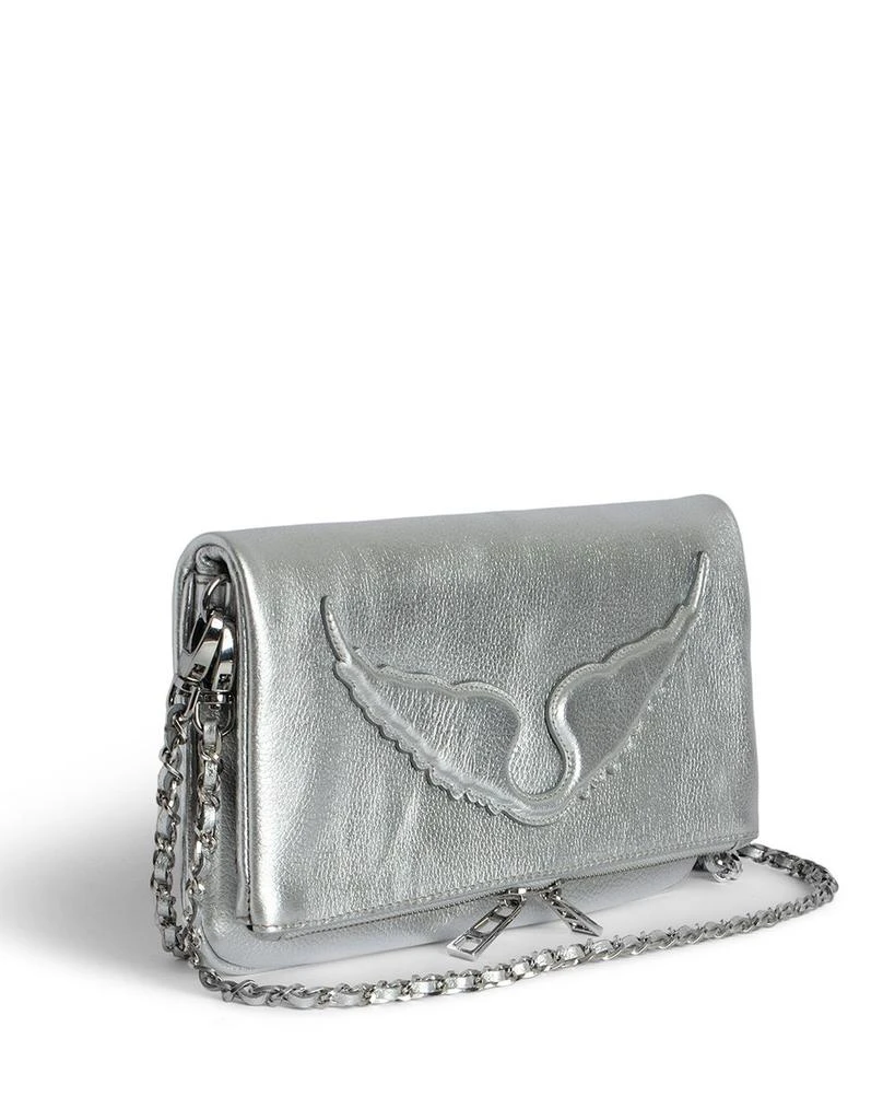 ZADIG & VOLTAIRE Rock Wings Metallic Grained Leather Clutch 3