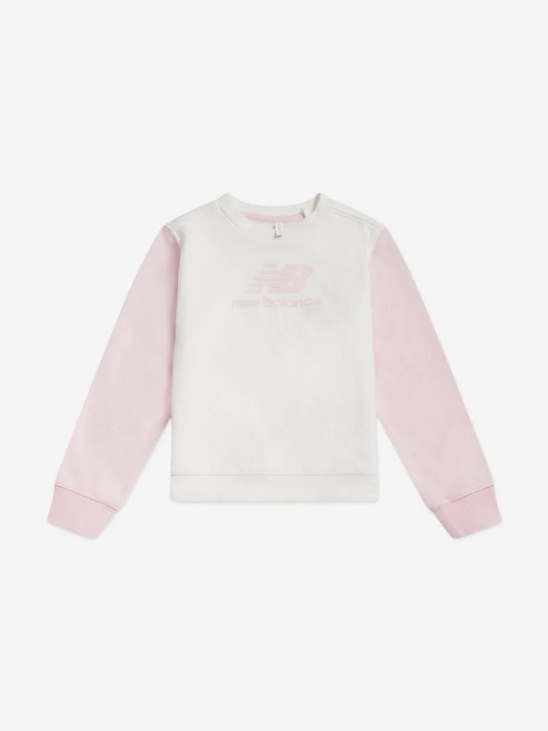 New Balance New Balance Baby Girls Colourblock Curved Hem Crew and Joggers Set in Ivory 3
