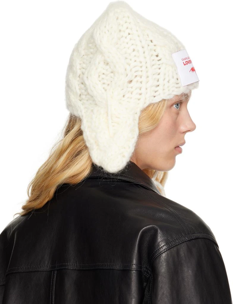 Charles Jeffrey Loverboy White Chunky Aviator Beanie 3