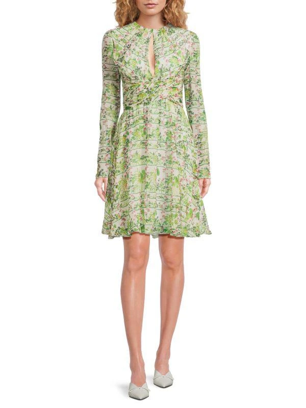 chinese dress ladies White Long Sleeve Fit & Flare Cocktail Dress