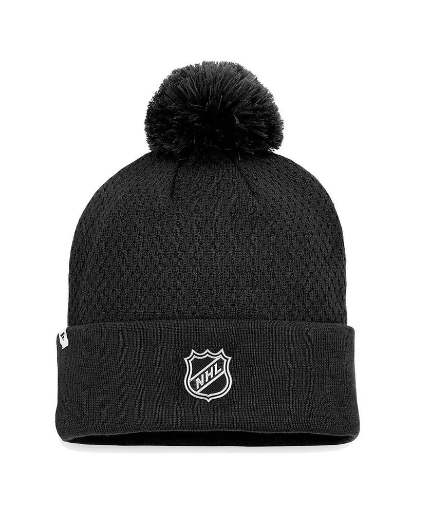 Fanatics Women's Black Arizona Coyotes Authentic Pro Road Cuffed Knit Hat with Pom 2