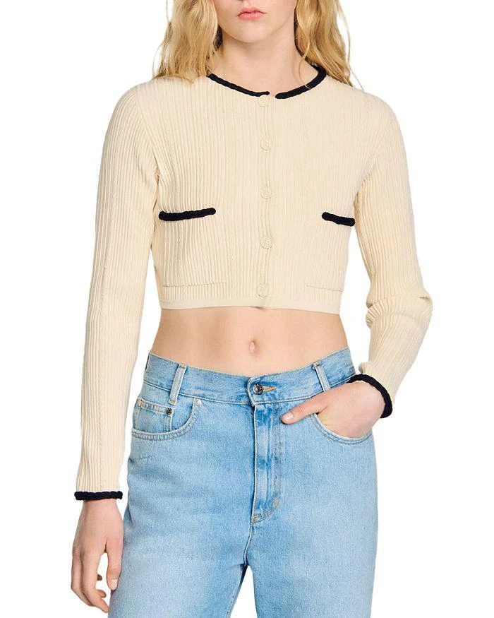 Sandro Bobo Pointelle Cropped Cardigan 1