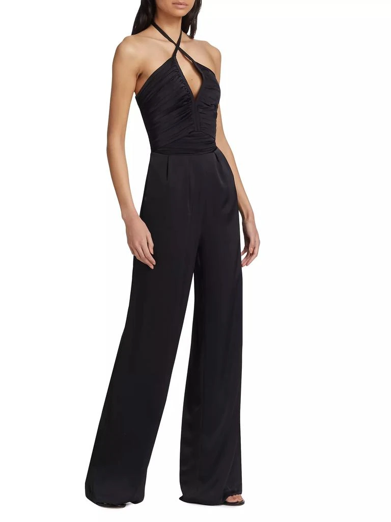 Ramy Brook Maddy Smocked Satin Wide-Leg Jumpsuit 4