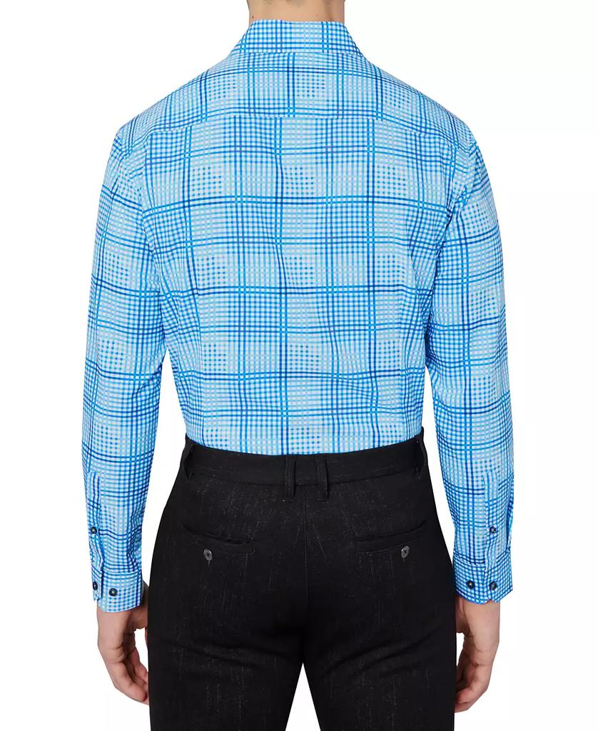 Society of Threads Men's Slim Fit Non-Iron Check-Print Performance Stretch Dress Shirt