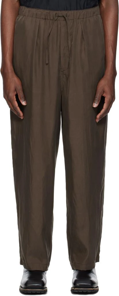 YOKE Brown Chambray Easy Trousers