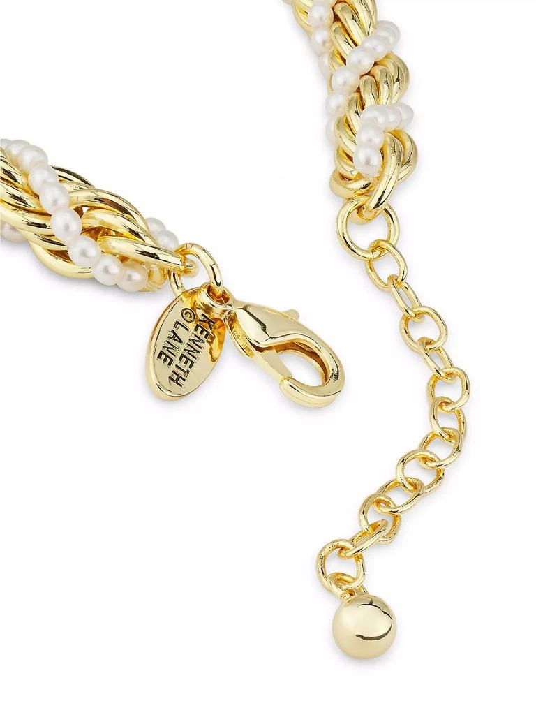 Kenneth Jay Lane 12K-Gold-Plated & Imitation Pearl Twisted Chain Bracelet 3