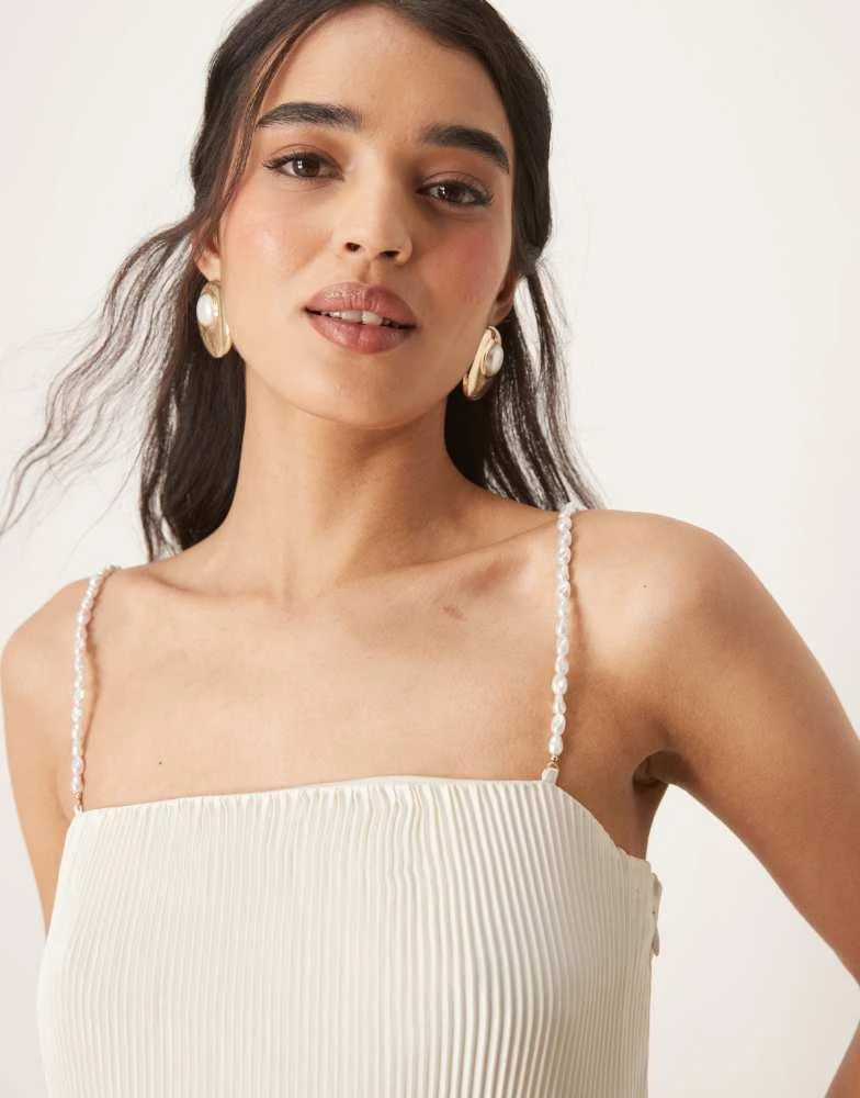 Abercrombie & Fitch Abercrombie & Fitch square neck structured mini dress in white 2