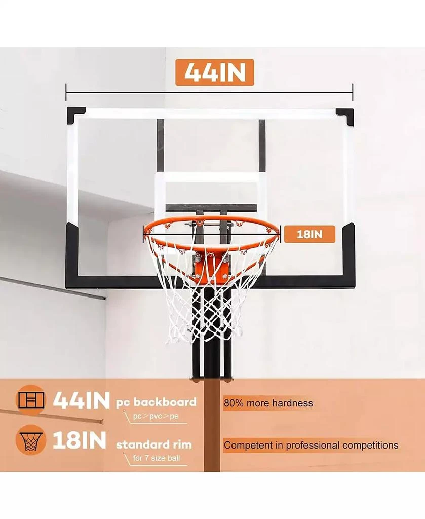 SKONYON 44 Inch Shatterproof Backboard Portable Basketball Hoop, 8-10FT Height Adjustable 5