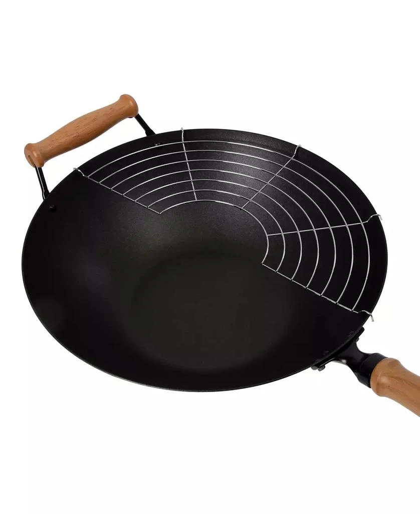 Honey Can Do Professional Series 14" Carbon Steel Nonstick Wok Set with Lid and Maple Handles, 10 Pieces 5