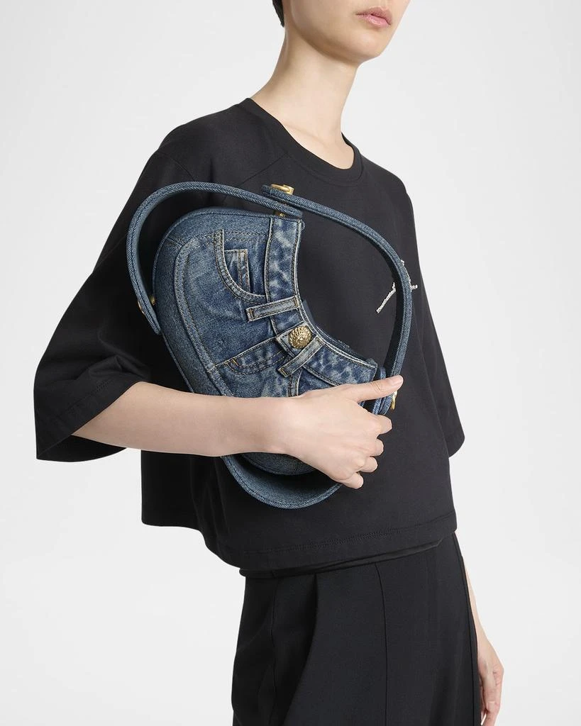 Balmain Jolie Madam Medium Top-Handle Bag in Denim 5
