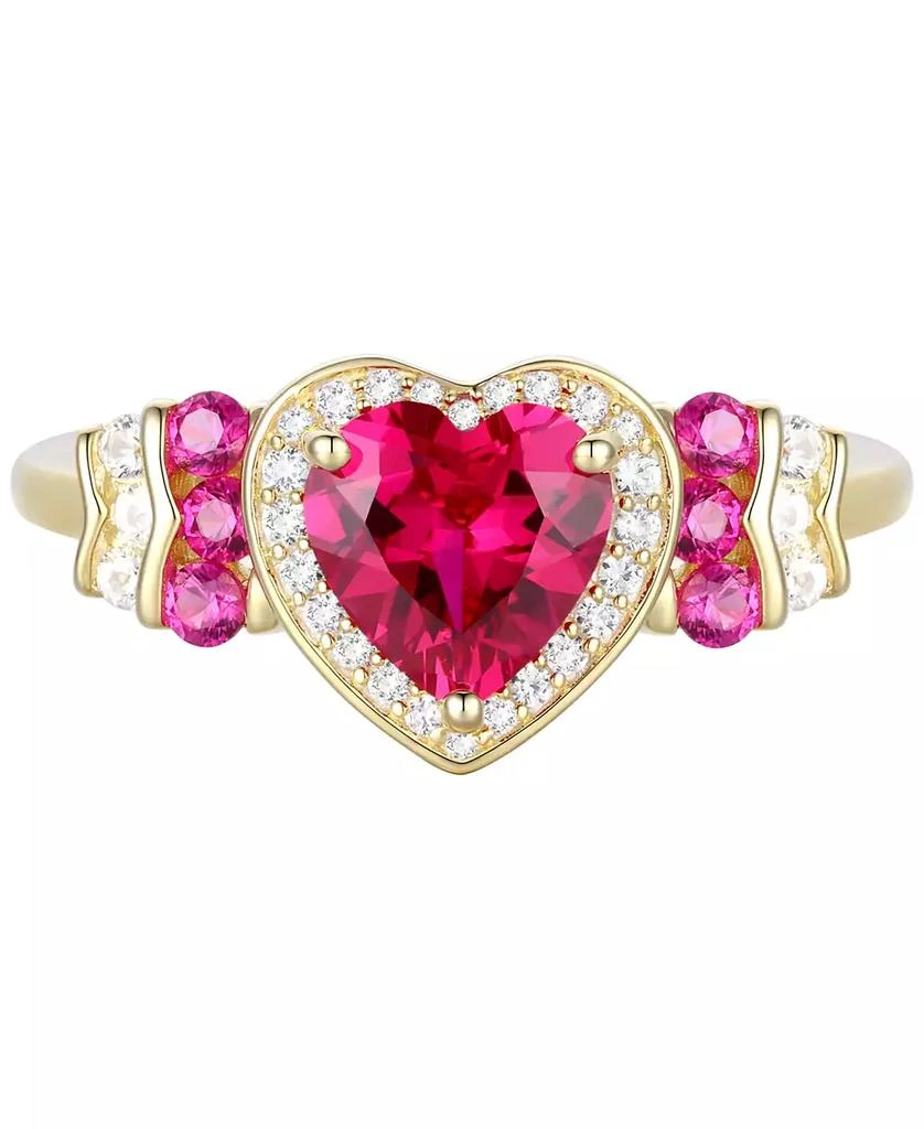 Macy's Lab Grown Ruby (1-1/2 ct. t.w.), White Sapphire (1/4 ct. t.w.) & Diamond Accent Heart Ring in 14K Gold Over Sterling Silver 2