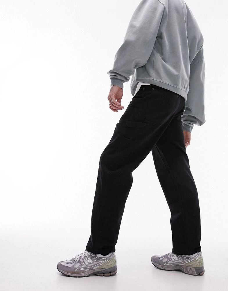 Topman Topman loose carpenter trousers in black 1
