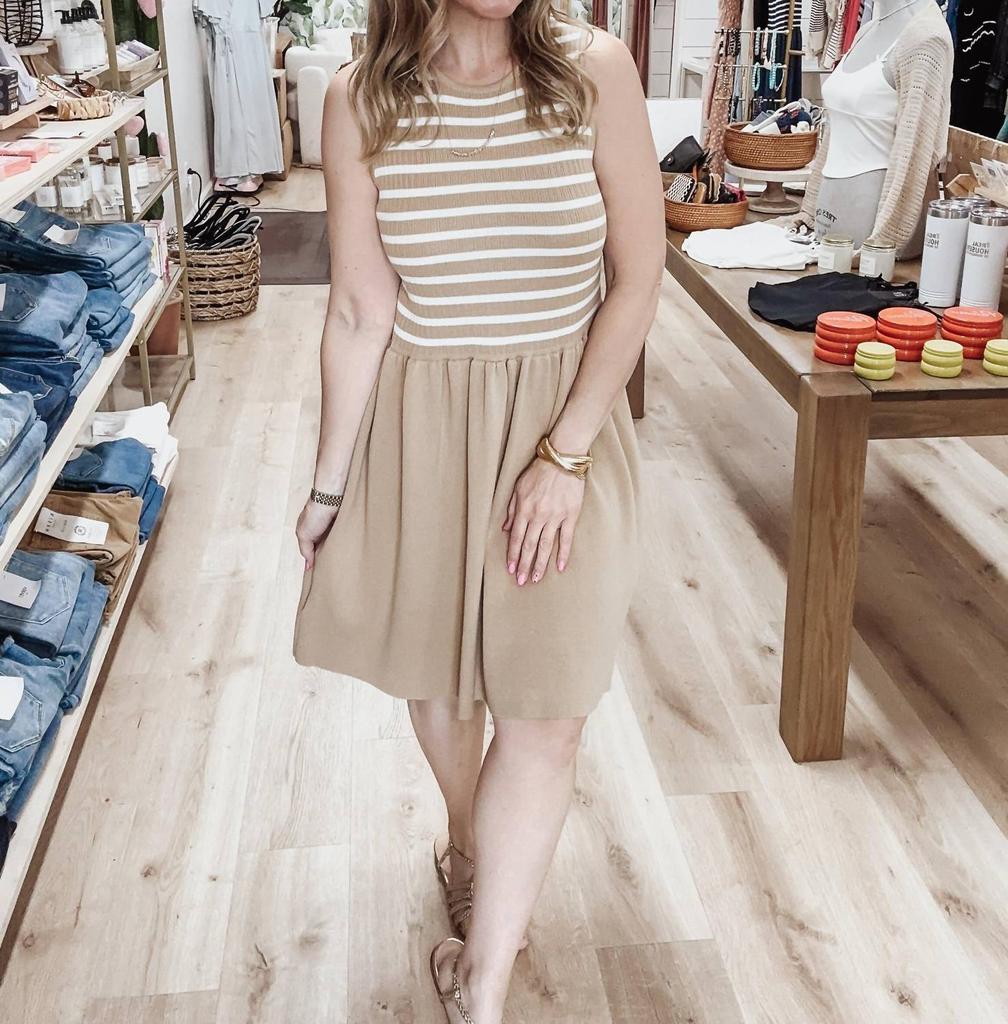 WISHLIST Wishlist - Coastal Drift Striped Contrast Mini Sweater Dress