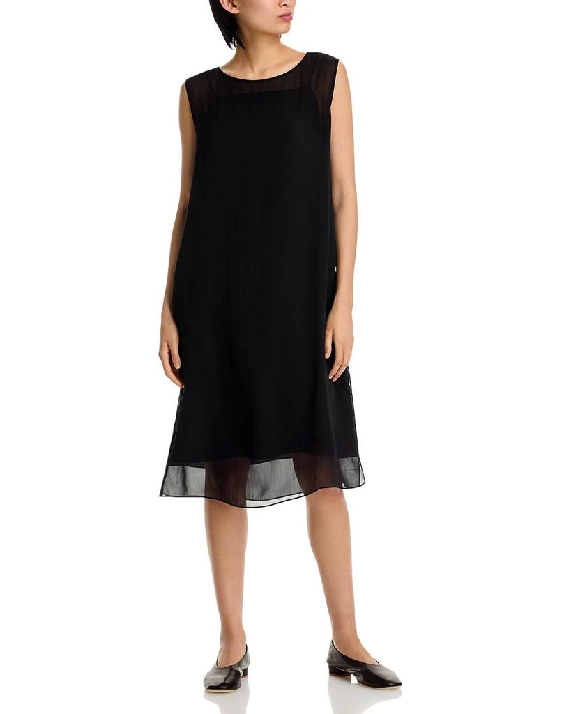 Eileen Fisher Bateau Neck Silk Dress 1