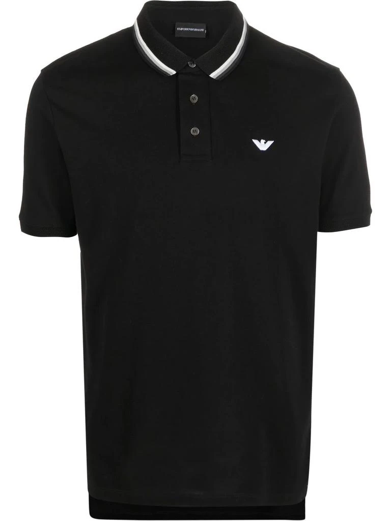 Emporio Armani logo-print short-sleeved polo shirt - men -  -  - Black 1