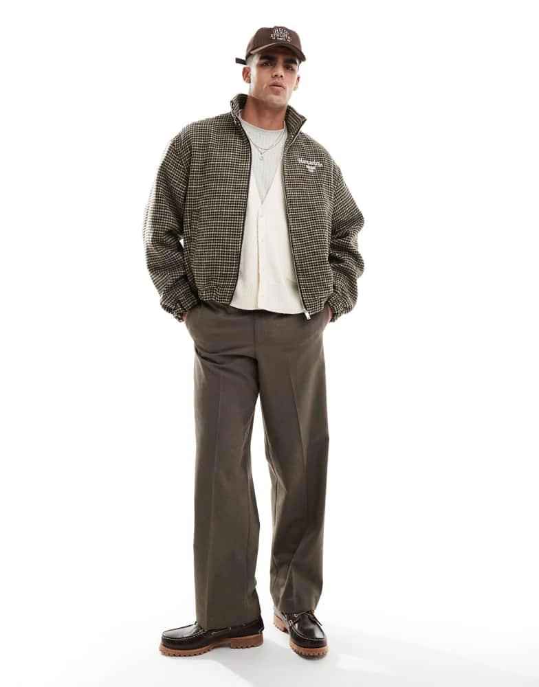 Bershka Bershka checked bomber jacket in brown 2