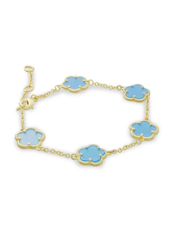 JanKuo Flower 14K Yellow Goldplated & Blue Agate Station Bracelet 1