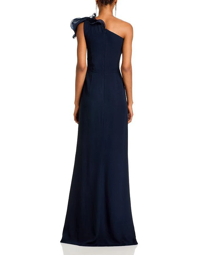 Teri Jon One Shoulder Crepe Column Gown 4