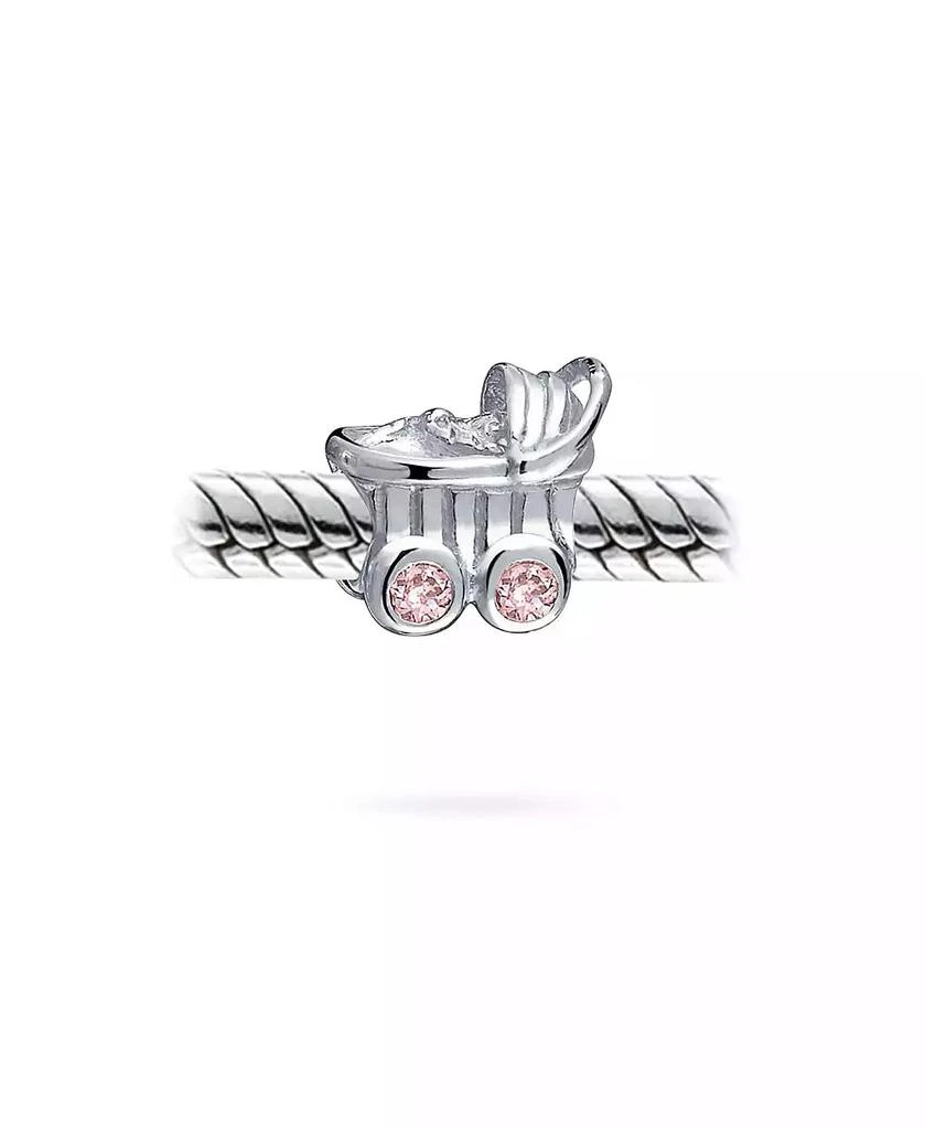 Bling Jewelry Pink Mother To Be Baby Carriage Stroller Charm Bead Sterling Silver 2