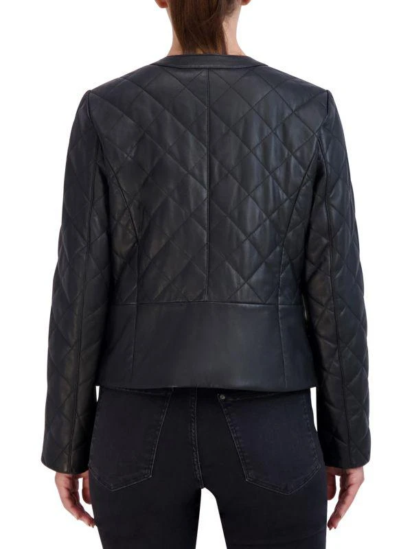 Cole Haan Collarless Quilted Leather Jacket 2