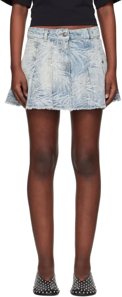 Palm Angels Blue Palms Jacquard Denim Miniskirt 1