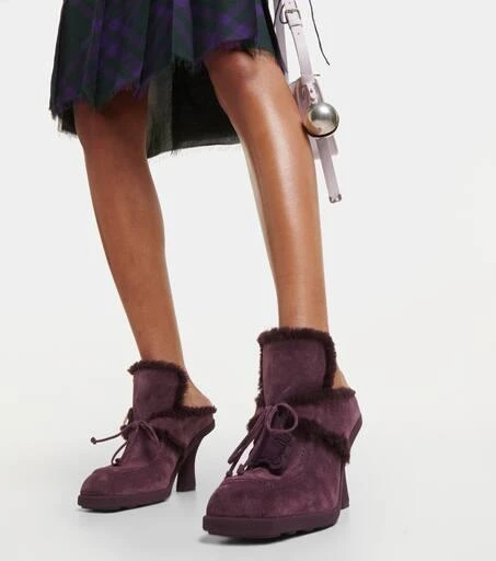 Burberry Shearling-lined suede mules 7