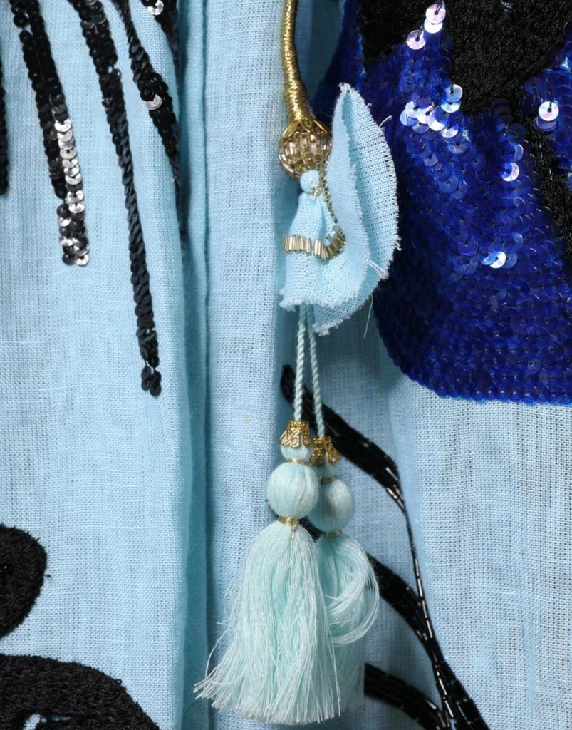 CHRISTIAN PELLIZZARI Christian Pellizzari Light Blue Floral Embellished Shirt Maxi Dress 7