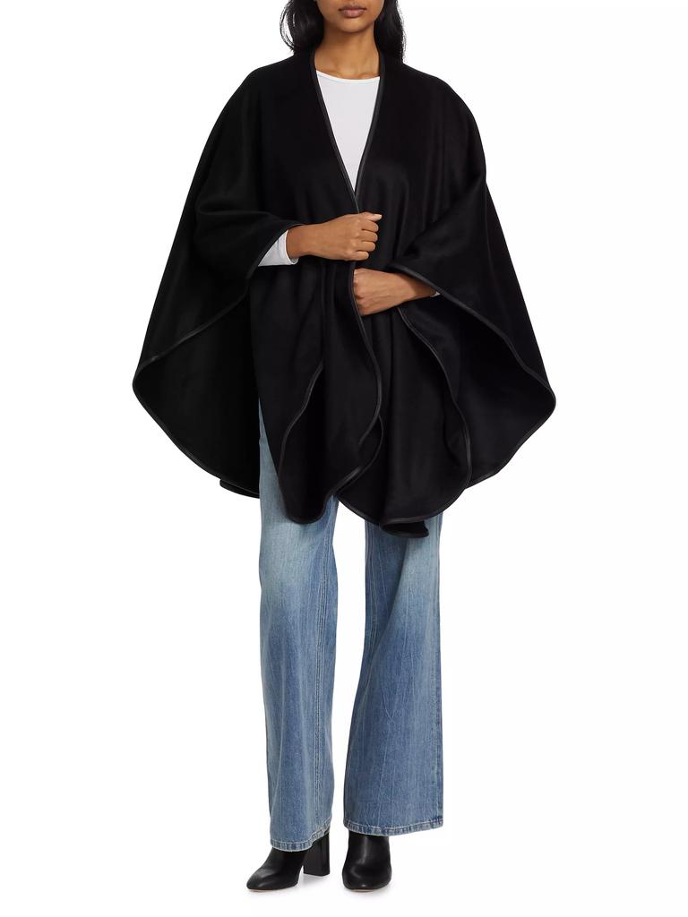 Sofia Cashmere Leather-Trim Reversible Cashmere Cape