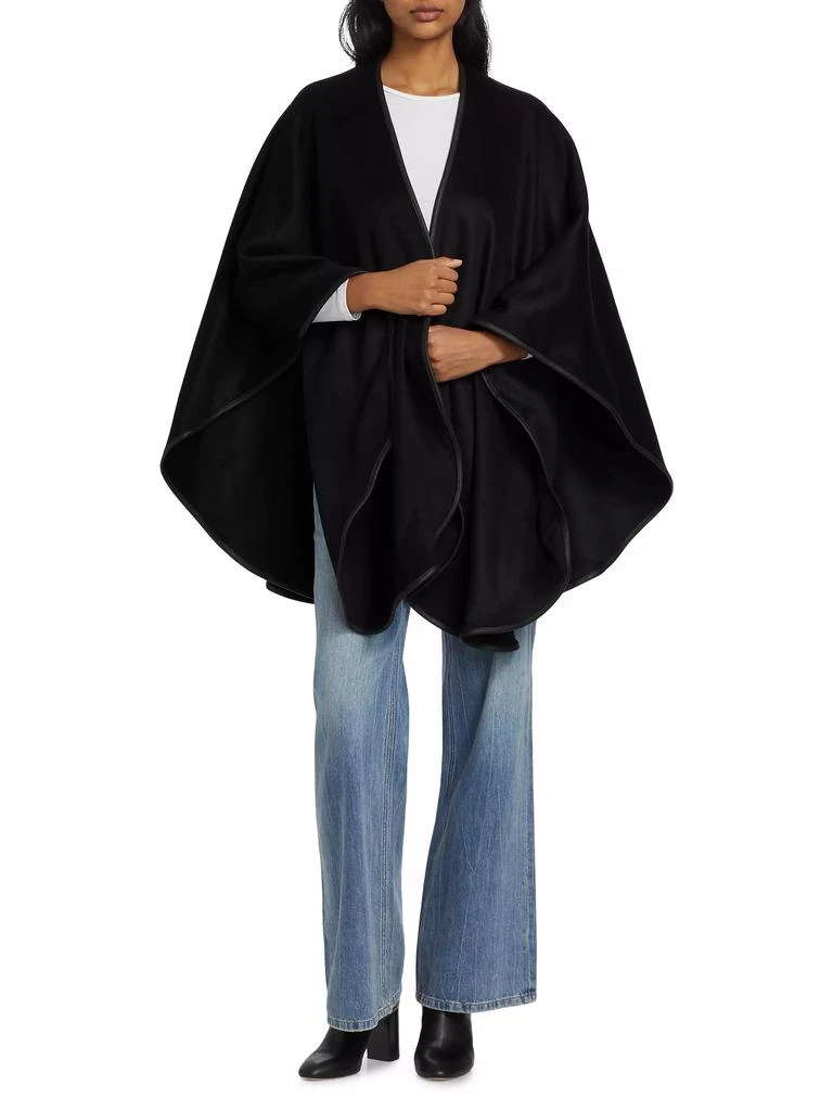 Sofia Cashmere Leather-Trim Reversible Cashmere Cape 2