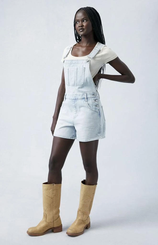 PacSun Eco Light Indigo Denim Short Overalls 2