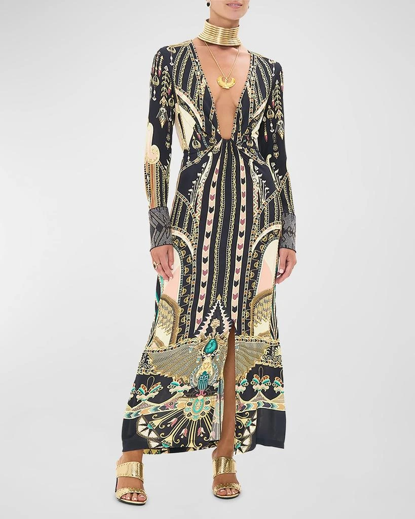 Long V-Neck Twist-Front Jersey Dress  On Sale Now with Up to 51% Off |  Discover Exclusive Deals & Savings at BeyondStyle  Authentic Camilla  dresses|women|women's clothing|Women with Limited-Time Discounts, Free  Shipping,