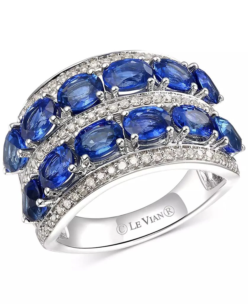 Le Vian Creme Brulee® Blueberry Sapphire (4-3/4 ct. t.w.) 
Nude Diamond (1/2 ct. t.w.) Double Row Ring in 14k White Gold