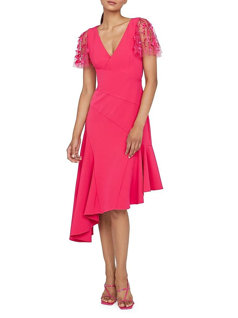 Theia Jazlyn Embroidered Flutter-Sleeve Cocktail Dress 2