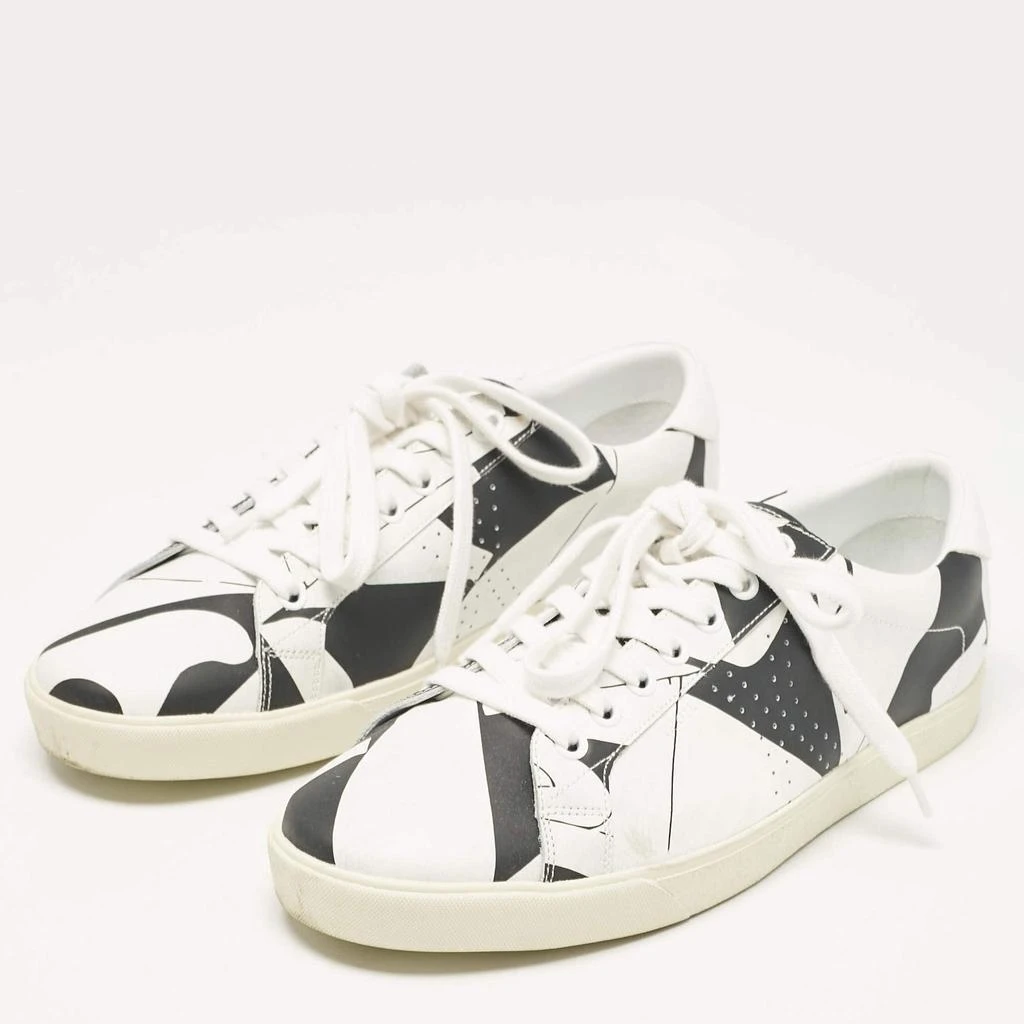 Celine Celine White/Black Print Leather Triomphe Sneakers Size 41 2
