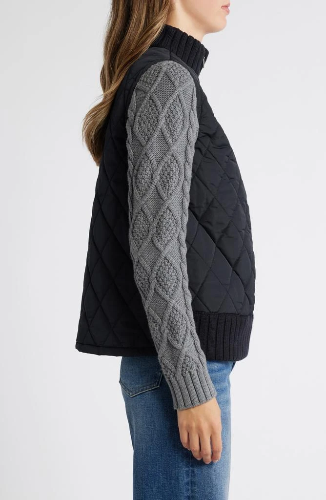 Caslon Mixed Media Quilted Sweater Jacket 3