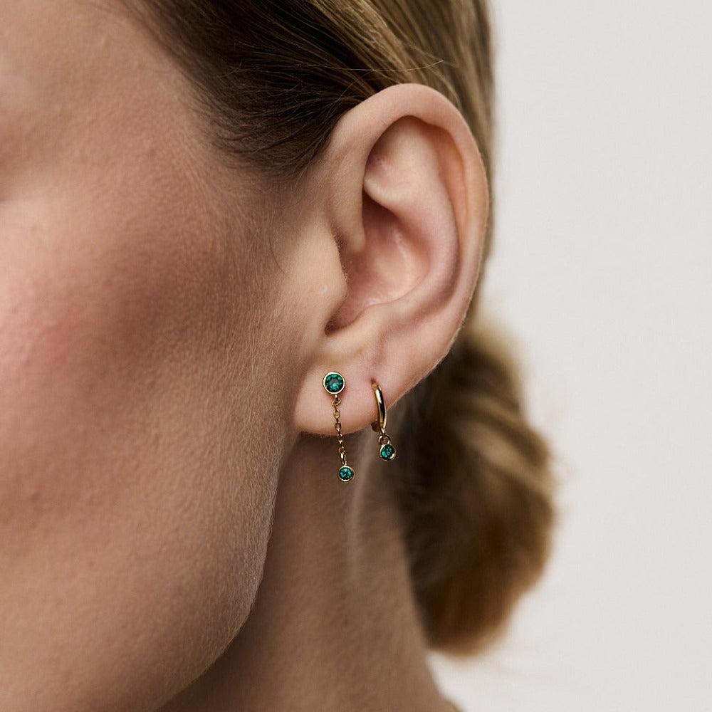 Orelia London Mini Emerald Drop Micro Hoop Earrings Made With Swarovski Crystals