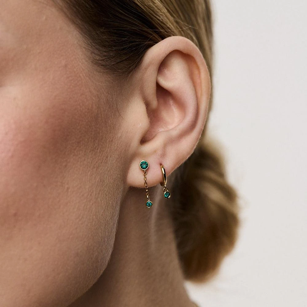 Orelia London Mini Emerald Drop Micro Hoop Earrings Made With Swarovski Crystals 2